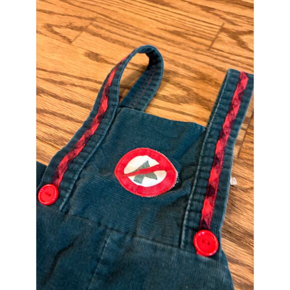 Vintage Thomas Corduroy Overalls Boys 2T Green Red Plaid Lined Made in USA EUC - Picture 4 of 4